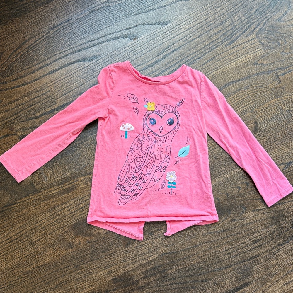 Carter's Pink Long Sleeve Owl Tee